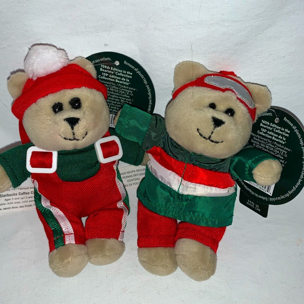 2019 Starbucks Bearista Limited Edition Christmas Ornaments Lot of 2